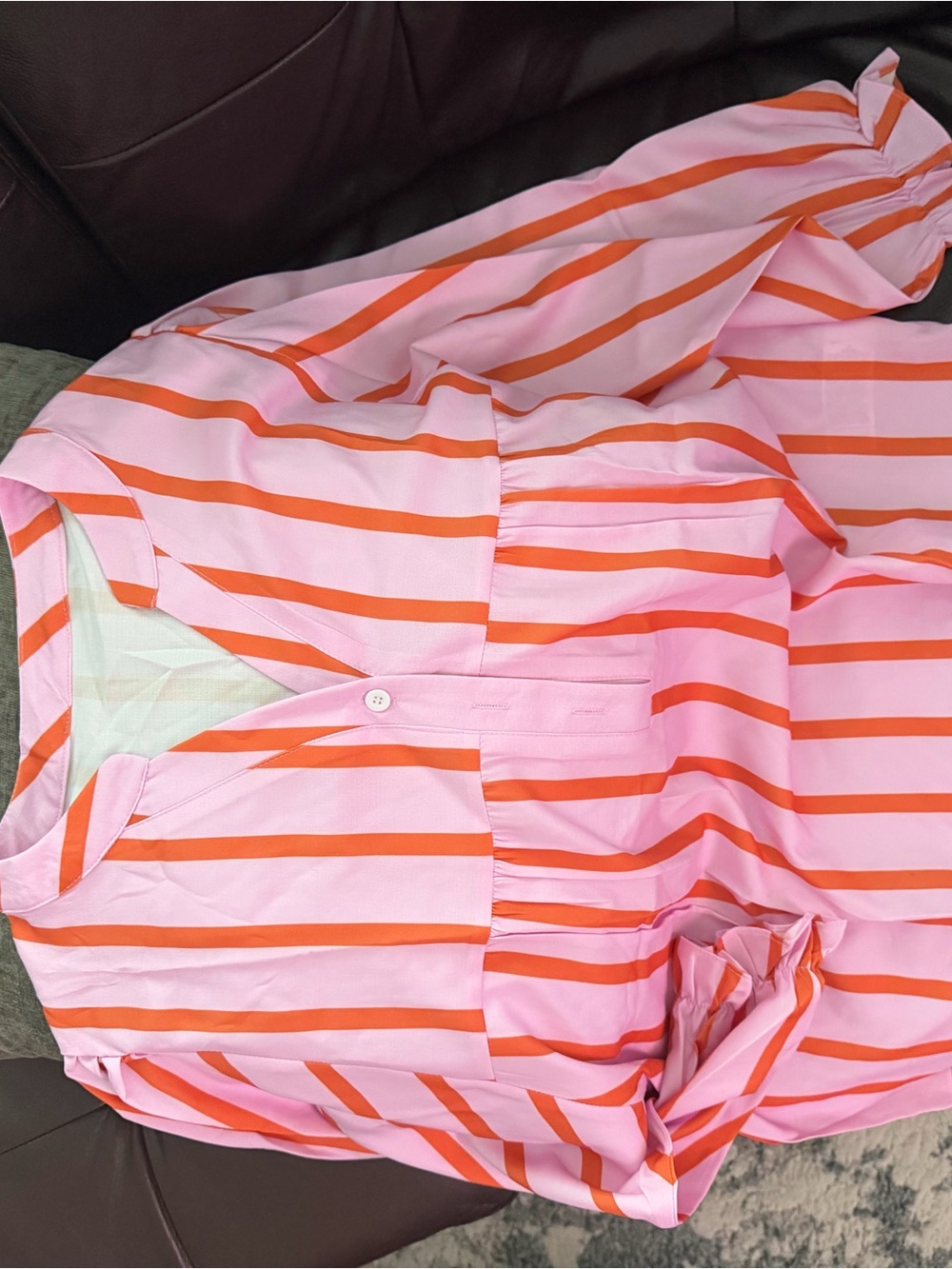 Pink and Orange Striped Blouse